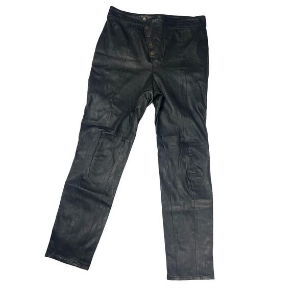 LPA Leather Pant 597 Revolve Cropped Pants High Rise Waist Black Women's Large - Picture 1 of 13